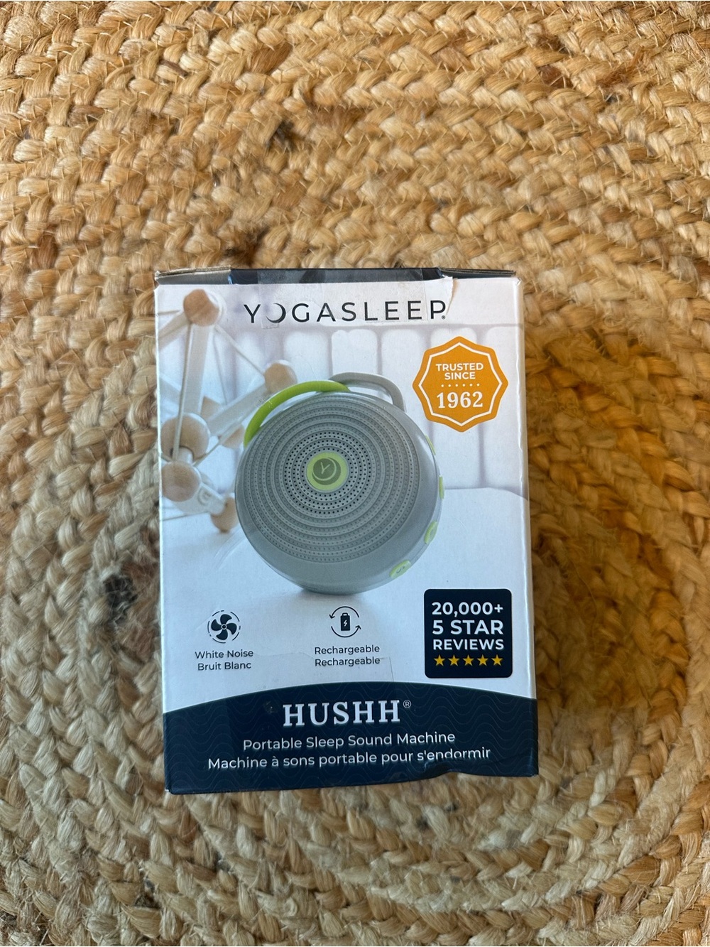 Yogasleep Hushh Portable Sleep Sound Machine - Gray with Green Accents